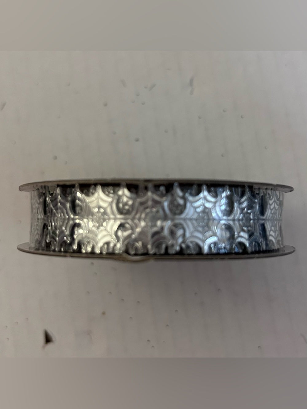 Celebrate It silver metallic spider web Decorative Ribbon 5/8”